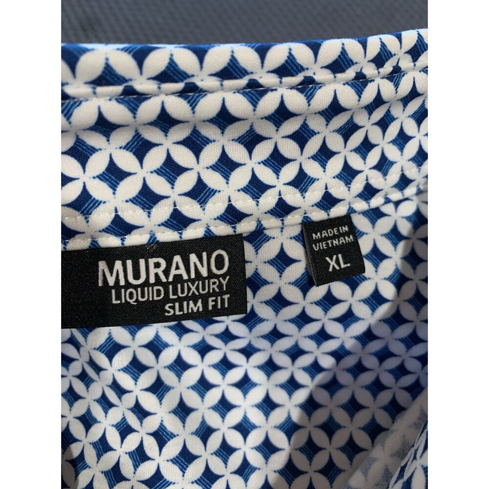 NWT Murano Liquid Luxury Mens Slim Fit Cotton Polo Blue White XL - Picture 3 of 9